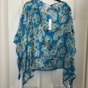 Chico's Tropical Blue Shell Poncho
